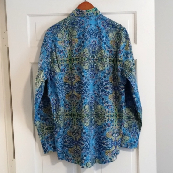 💙Alan Flusser💙 - Blue/Multi Paisley L/S Button Down - Picture 2 of 13